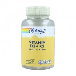 Solaray vitamina D3 & K2, 120 cápsulas vegetales