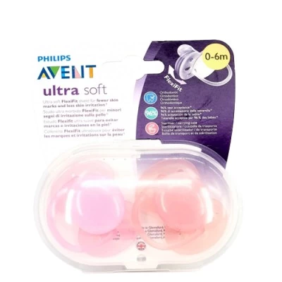 Avent Chupete Ultra Soft 0-6 m Niña, 2 Unidades.