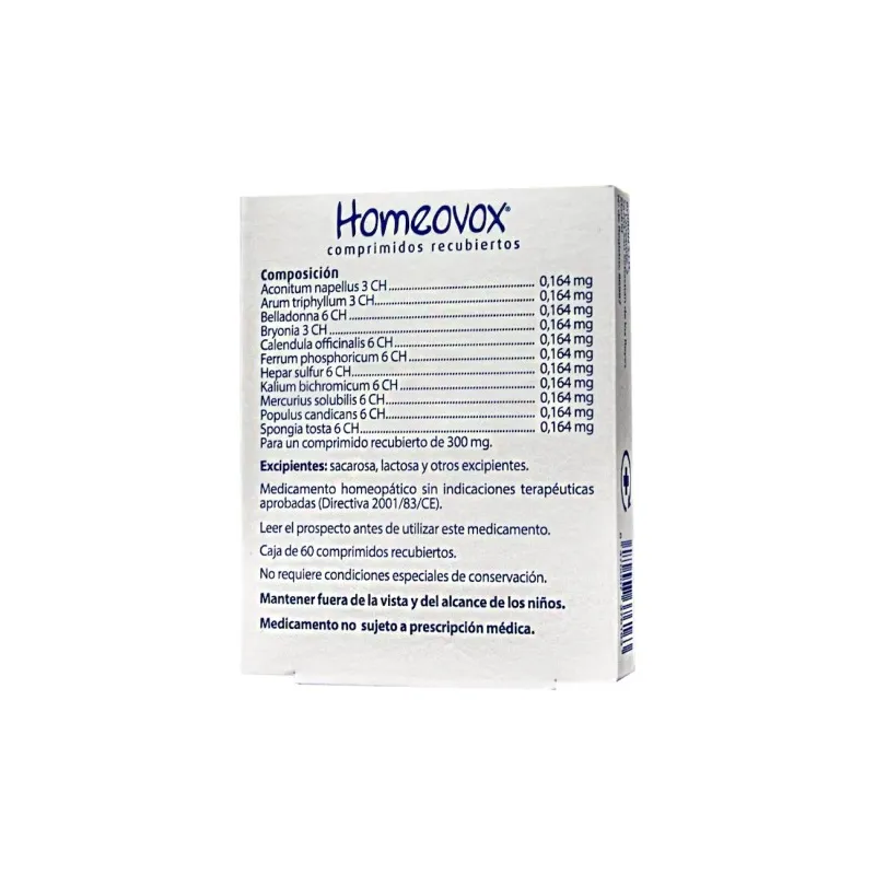 Homeovox 60 comprimidos recubiertos Homeovox 60 comprimidos recubiertos