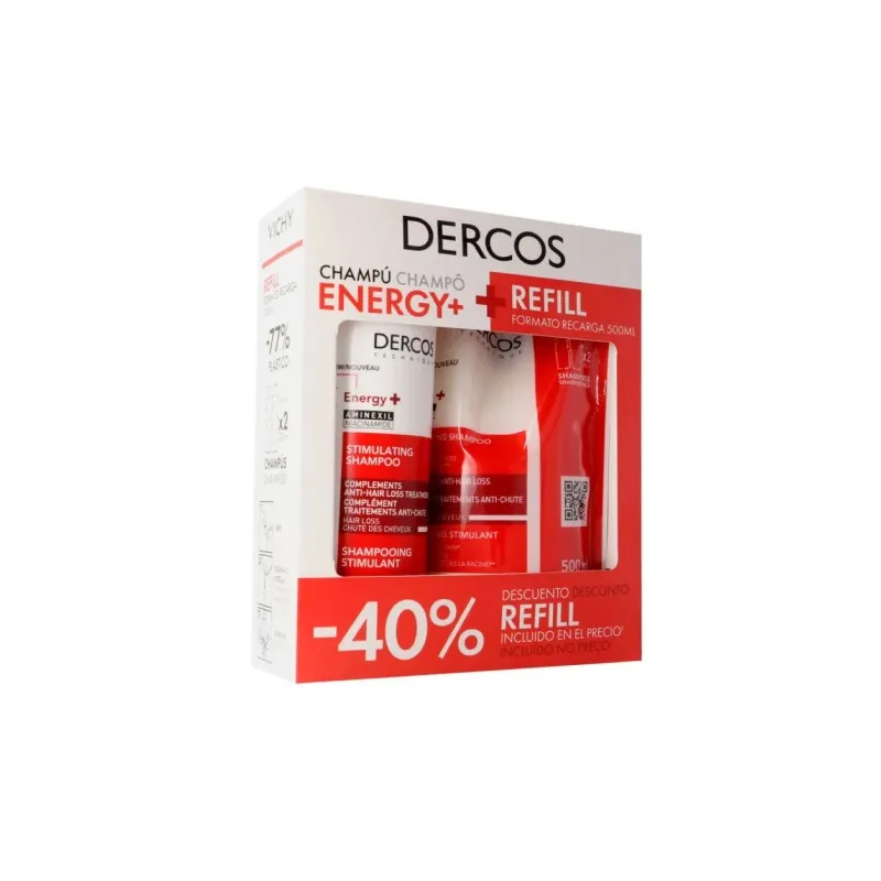 Pack Dercos Champú Energy Anticaida 400ml+Recarga Ecorefill 500ml