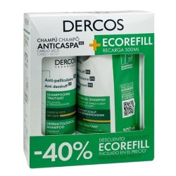 Pack Dercos Champu Anticaspa Cabello Seco 390ml+ Recarga Ecorefill 390ml