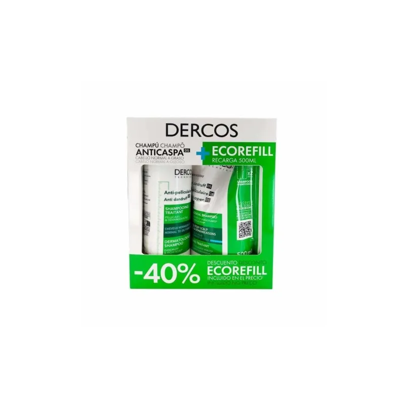 Pack Dercos Champu Anticaspa Grasa 390ml+Recarga Ecorefill 390ml