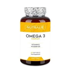 Nutralie Omega 3 complex 2000 mg + E y B3 + EPA + DHA, 60 cápsulas