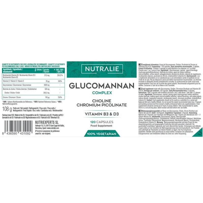 Nutralie Glucomanano Complex etiqueta frontal Nutralie Glucomanano Complex etiqueta frontal