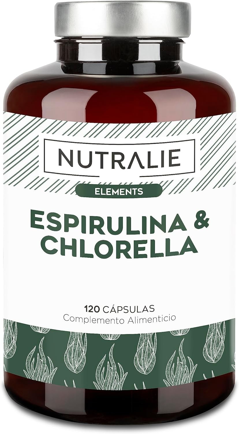 Nutralie Espirulina BIO & Chlorella fuerza y energía, 180 cápsulas