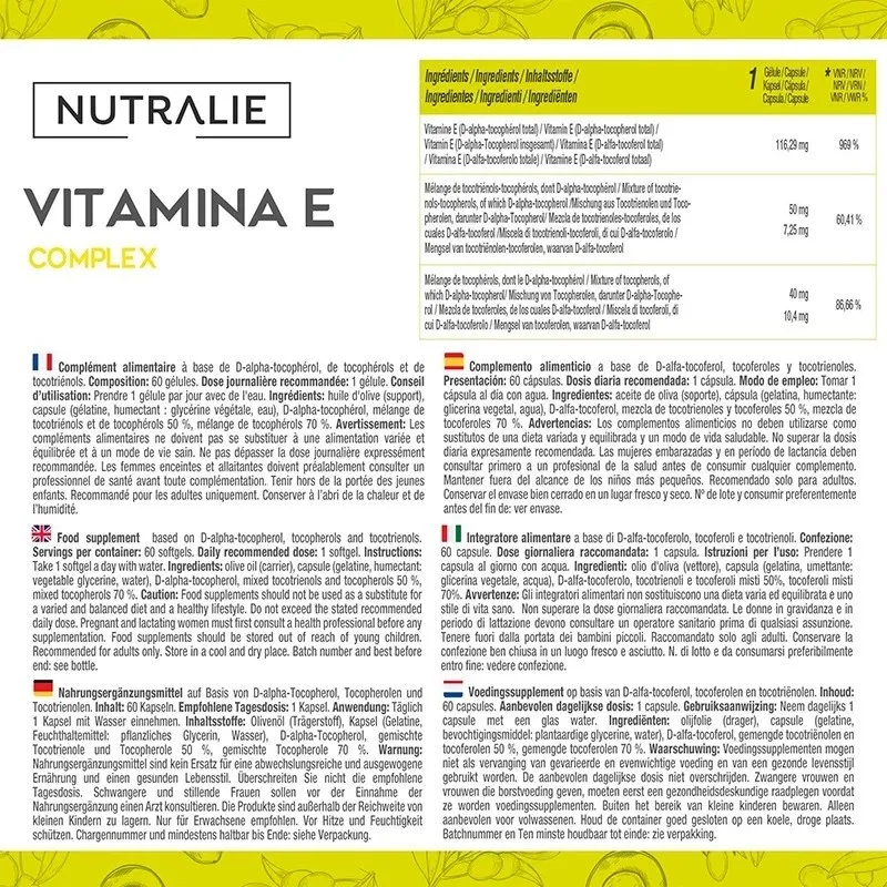 Nutralie vitamina E complex información Nutralie vitamina E complex información