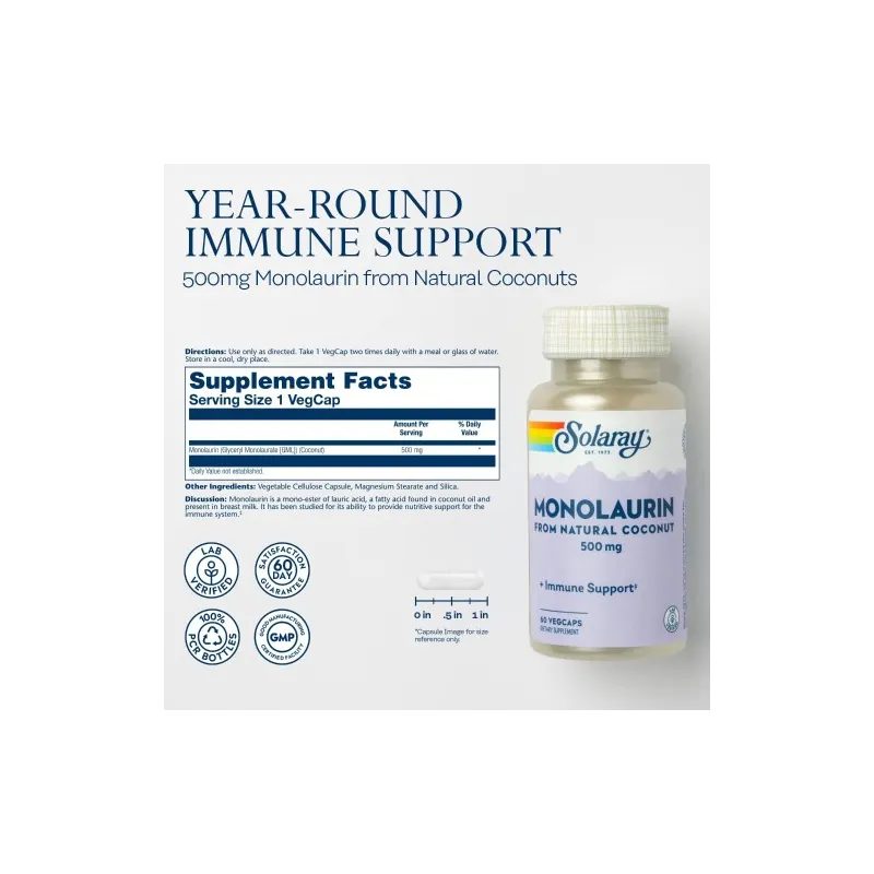 Solaray Monolaurin 500mg 60 vegcaps Solaray Monolaurin 500mg 60 vegcaps