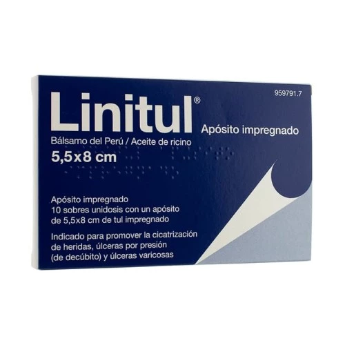 Linitul 10 apositos impregnados 5,5 x 8 cm