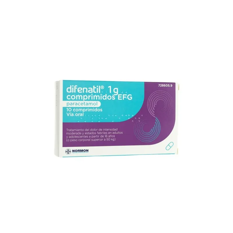 Difenatil, Paracetamol 1G, 10 Comprimidos