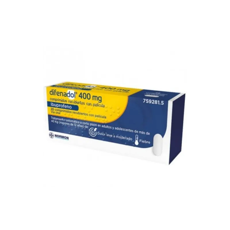 Difenadol, ibuprofeno 400 mg, 20 comprimidos