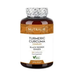 Nutralie Cúrcuma Complex con jengibre y pimienta negra, 120 cápsulas