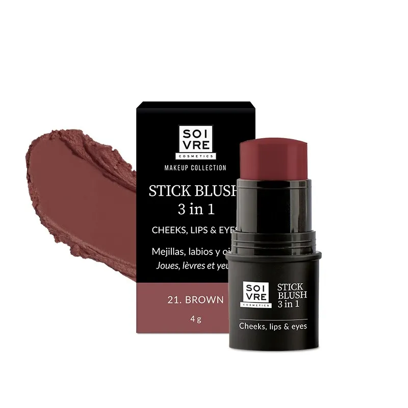 Soivre Colorete en Stick 3 en 1 Mejillas, Labios y Ojos Color Brown, 4 gr Soivre Colorete en Stick 3 en 1 Mejillas, Labios y Ojos Color Brown, 4 gr