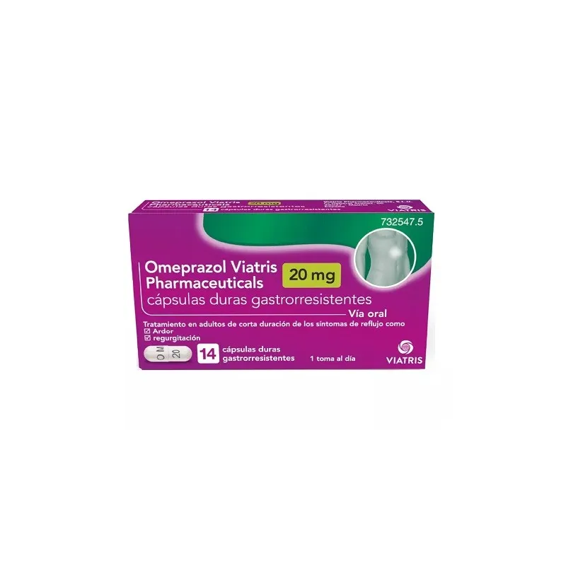 Omeprazol Viatris 20 mg, 14 cápsulas duras gastrorresistentes Omeprazol Viatris 20 mg, 14 cápsulas duras gastrorresistentes