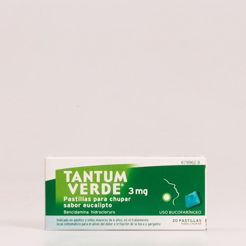 Tantum Verde 3 mg Pastillas para chupar sabor Eucalipto. 