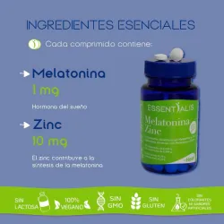 Essentialis Melatonina Zinc, 120 comprimidos Essentialis Melatonina Zinc, 120 comprimidos