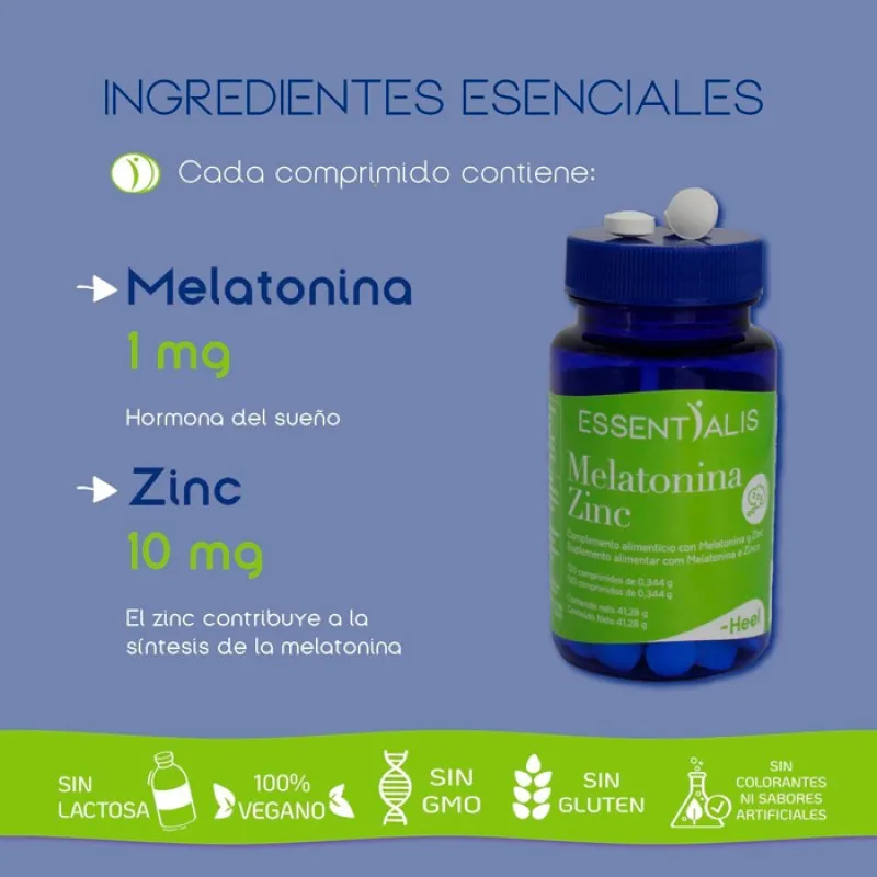 Essentialis Melatonina Zinc, 120 comprimidos Essentialis Melatonina Zinc, 120 comprimidos
