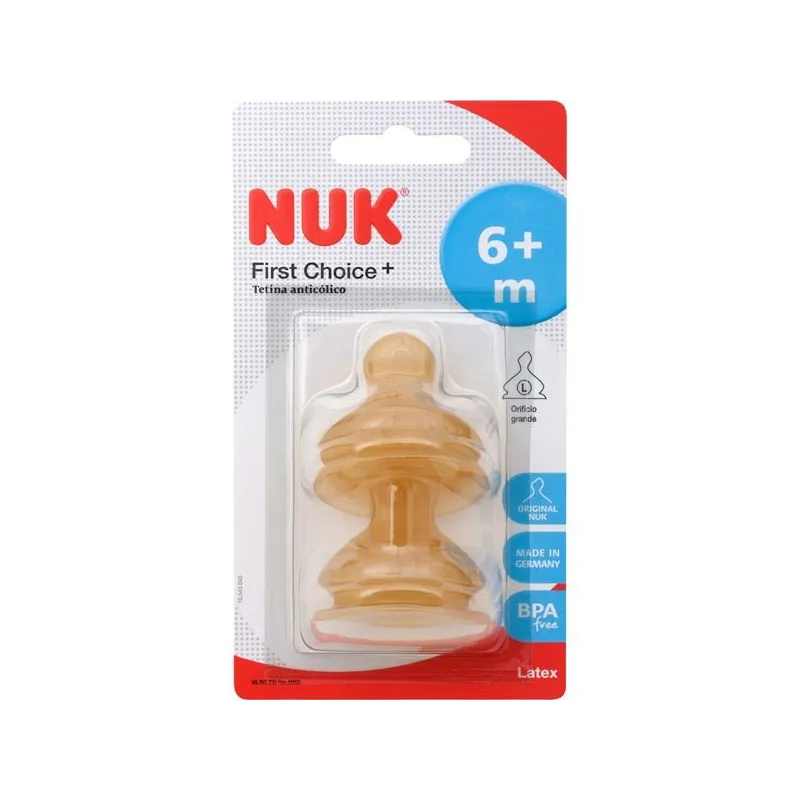 NUK Tetina Látex L +6m, 2 Uds.