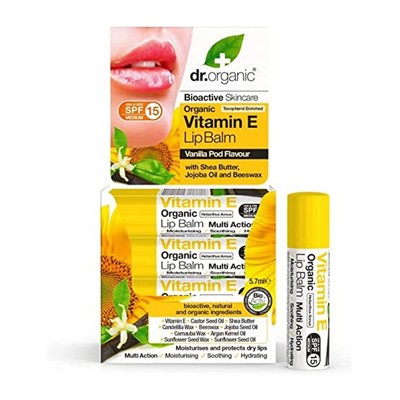 Dr. Organic Bálsamo Labial Vitamina E, 5,7ml.