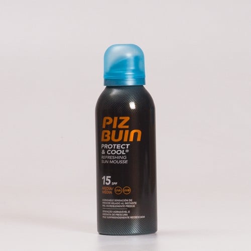 Piz Buin SPF15 Protect & Cool Mousse Solar Refrescante, 150ml.
