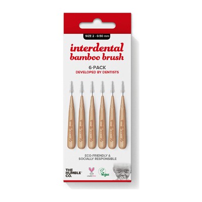 The Humbl Cepillo Interdental Bambú Talla 2, rojo, 100% natural.