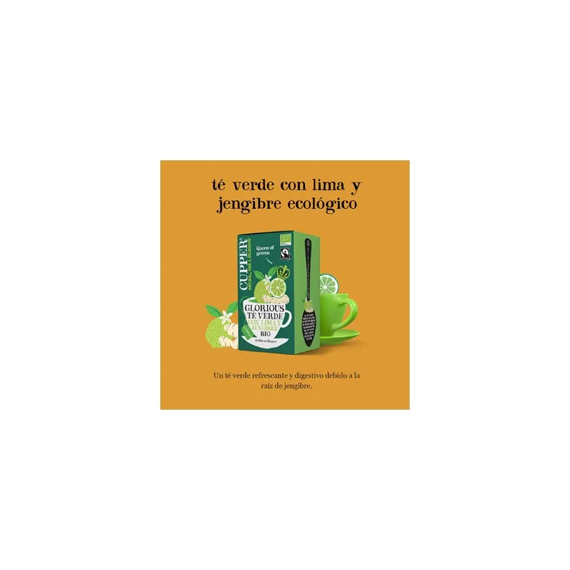 Cupper Infusión Green Tea Lime & Ginger 20 sobres Bio | Farmacia Barata Cupper Infusión Green Tea Lime & Ginger 20 sobres Bio | Farmacia Barata