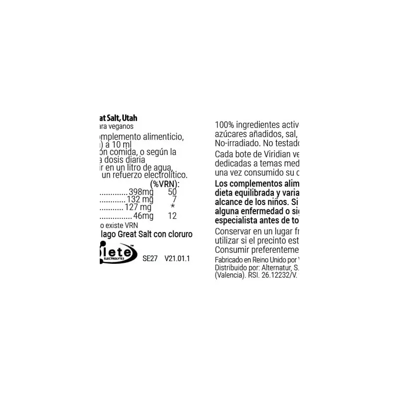 Sports Electrolyte Fix 100ml Viridian | Farmacia Barata