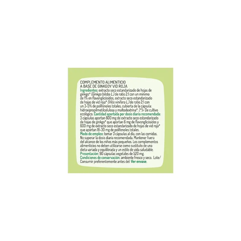 Ginkgo Vid Roja 90 cápsulas BIO GRANERO | Farmacia Barata Ginkgo Vid Roja 90 cápsulas BIO GRANERO | Farmacia Barata