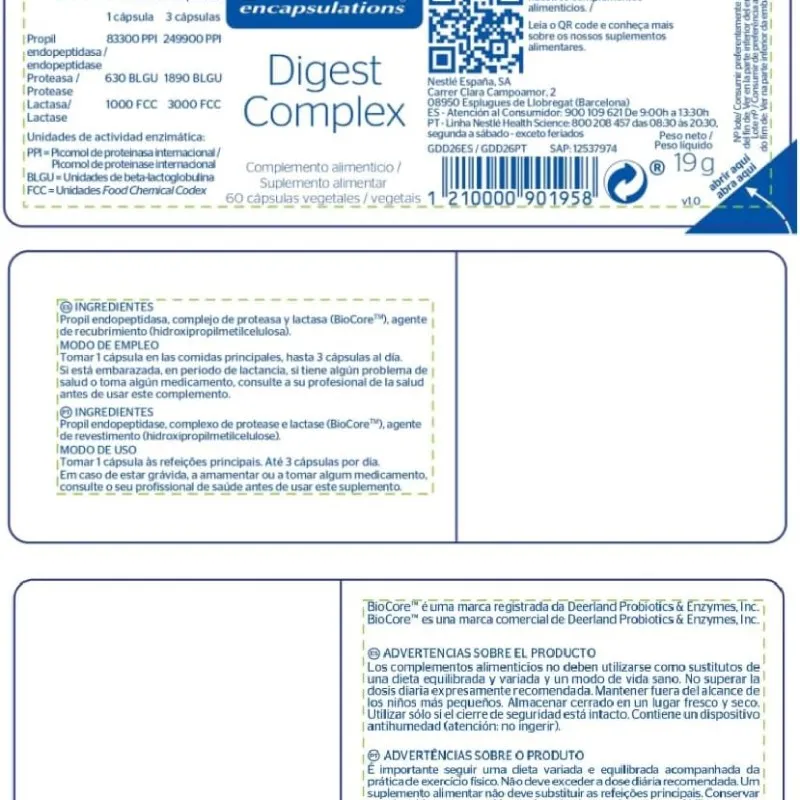 Pure Encapsulations Digest Complex, 60 capsulas vegetales Pure Encapsulations Digest Complex, 60 capsulas vegetales