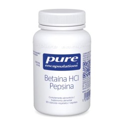 Pure Betaina HCl Pepsina, 90 Cápsulas Vegetales