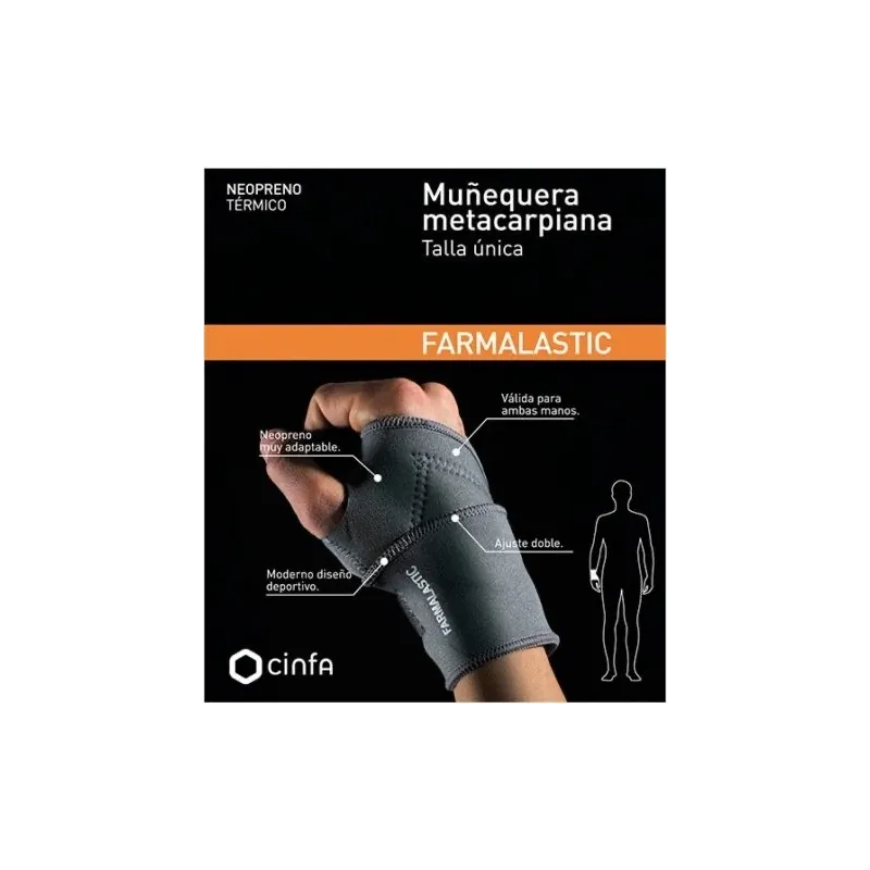 Farmalastic muñequera metacarpiana neopreno, 1 unidad.