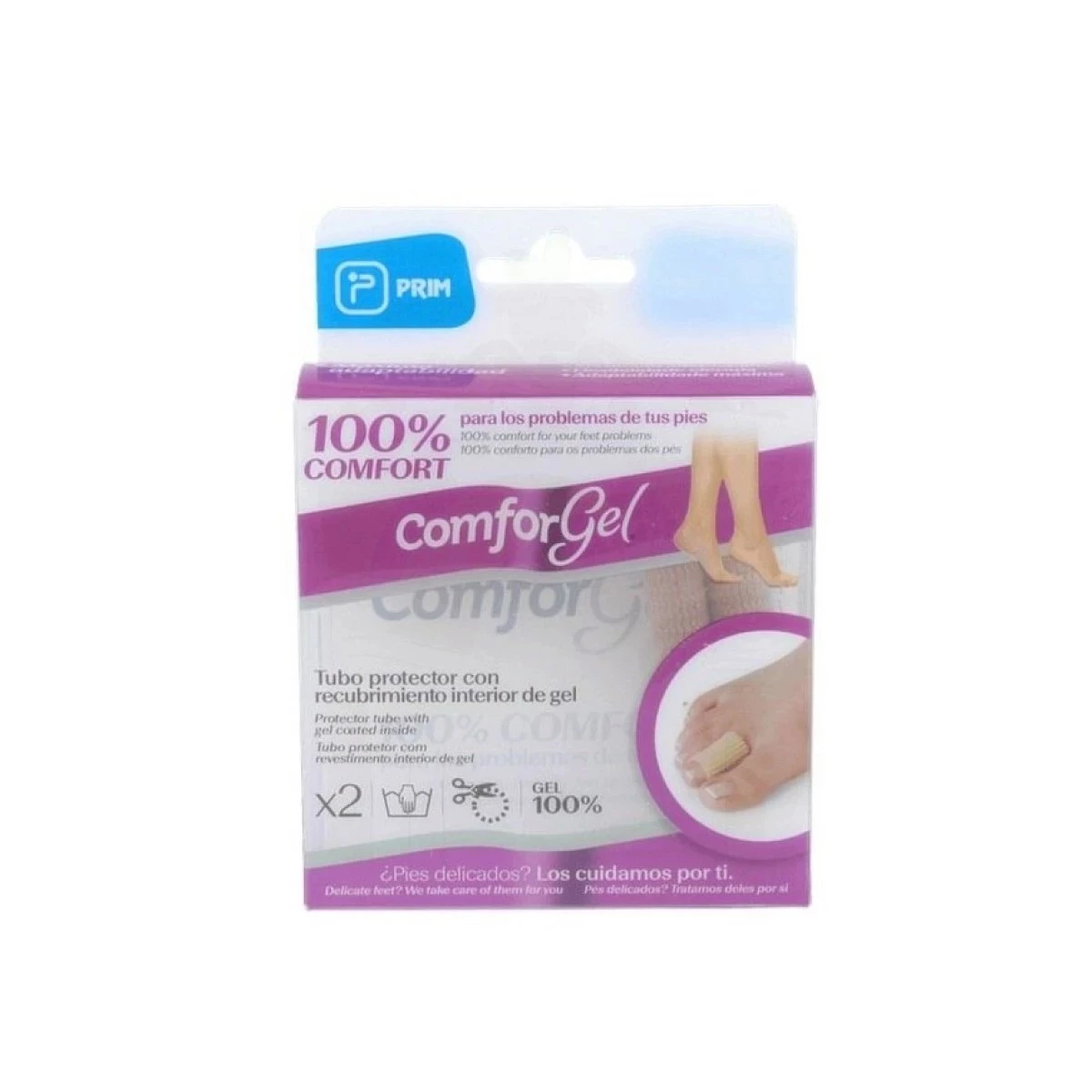 ComforGel tubo protector de dedos recubrimiento interior de gel, canal 2.5 cm, 2 unidades