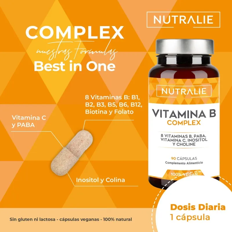 Nutralie Vitamina B Complex+Vit C+Colina+Inositol, 90 capsulas Nutralie Vitamina B Complex+Vit C+Colina+Inositol, 90 capsulas