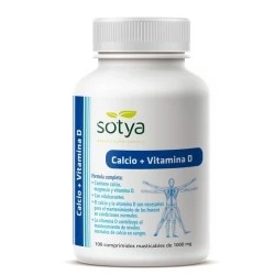 Sotya Calcio Vitamina D, 100 comprimidos mastigables.