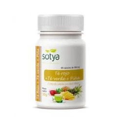 Sotya - Cápsulas de Té Verde, Té Rojo y Piña, 500 mg, 60 cápsulas