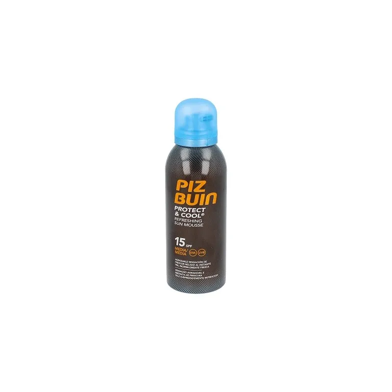 Piz Buin SPF15 Protect & Cool Mousse Solar Refrescante, 150ml. Piz Buin SPF15 Protect & Cool Mousse Solar Refrescante, 150ml.