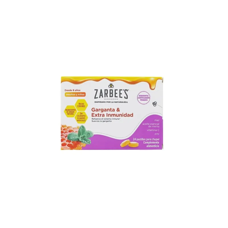 Zarbees Garganta y Extra Inmunidad 24 pastillas para chupar