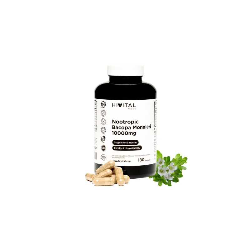 Hivital Nootrópico Bacopa Monnieri 10000 mg, 180 capsulas Hivital Nootrópico Bacopa Monnieri 10000 mg, 180 capsulas