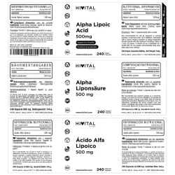 Hivital Ácido Alfa Lipoico 500 mg, 240 capsulas Hivital Ácido Alfa Lipoico 500 mg, 240 capsulas