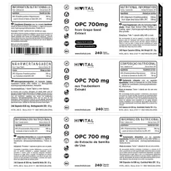 Hivital OPC Semilla de Uva 700 mg, 240 capsulas Hivital OPC Semilla de Uva 700 mg, 240 capsulas