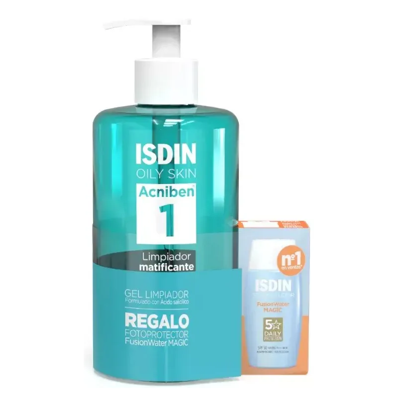 Isdin Acniben limpiador gel matificante, 400 ml + Regalo Fusion Water Isdin Acniben limpiador gel matificante, 400 ml + Regalo Fusion Water