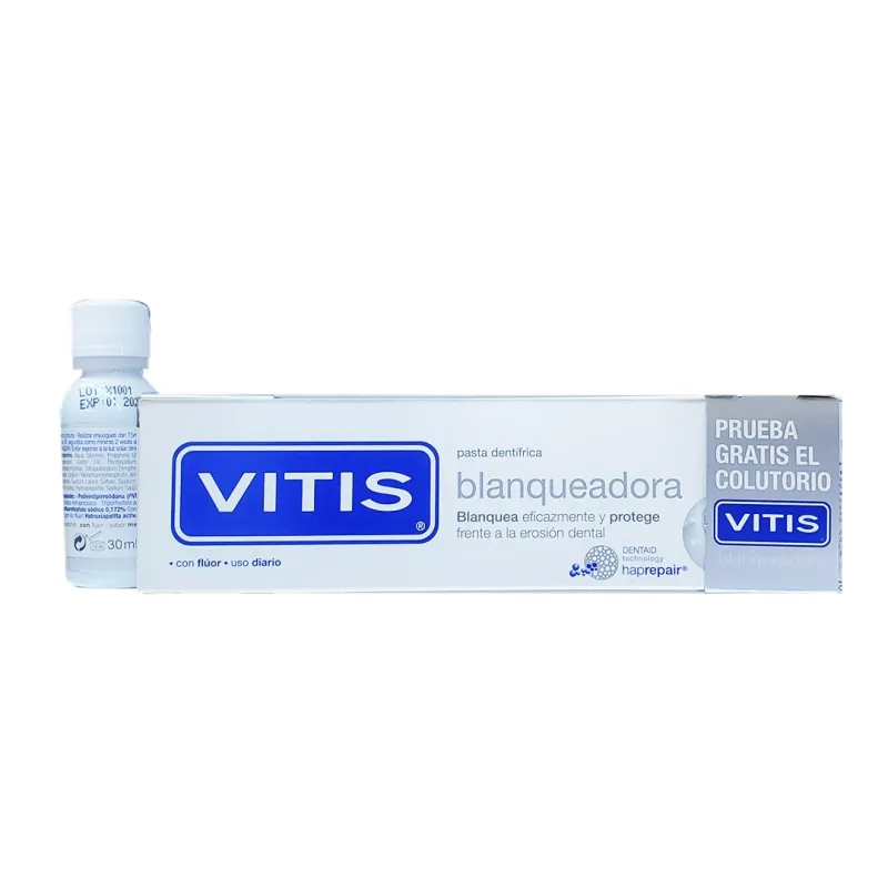 Vitis pasta blanqueadora, 100ml y Regalo Colutorio