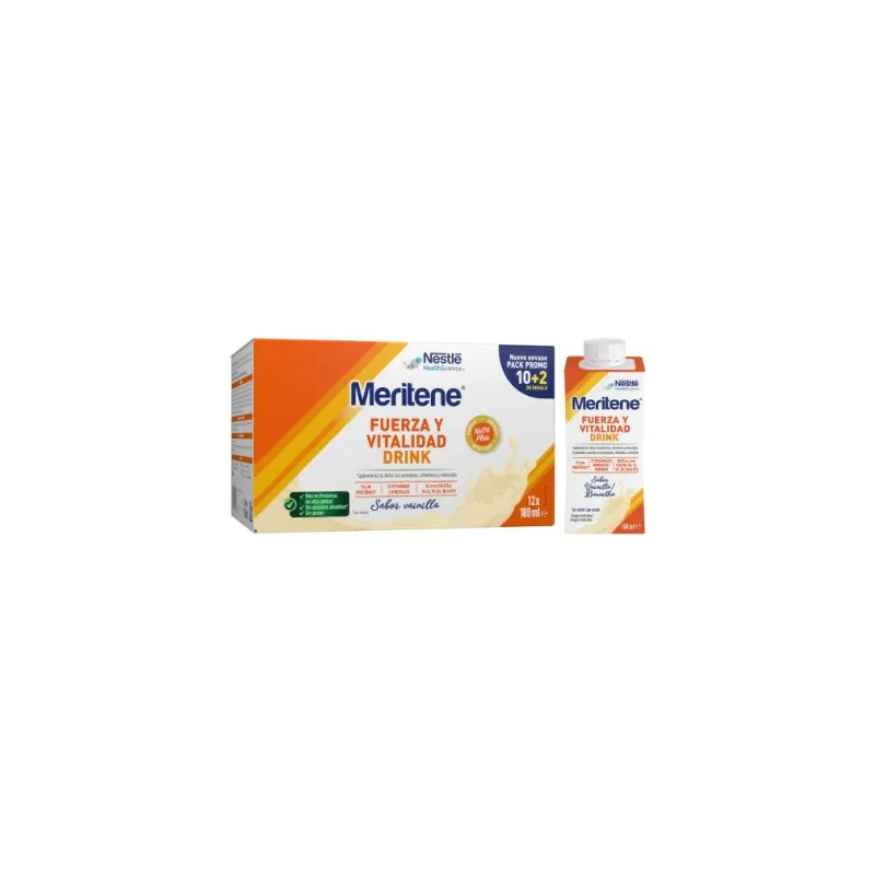 Meritene Fuerza y Vitalidad Drink Sabor Vainilla, 12 x 1250 ml