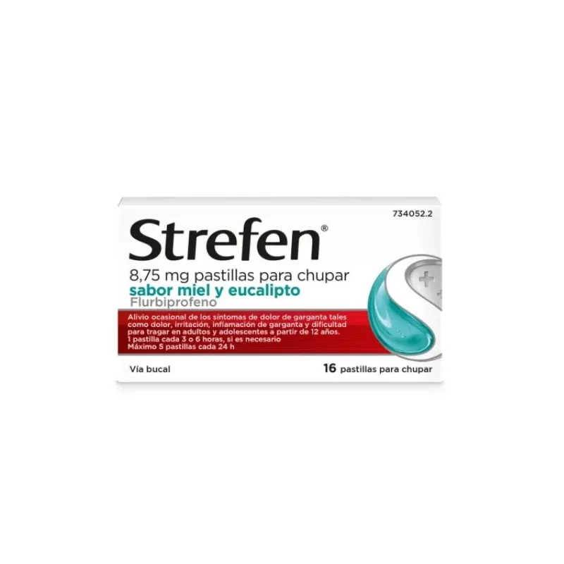 Strefen 8,75 mg pastillas para chupar sabor miel y eucalipto, 16 pastillas