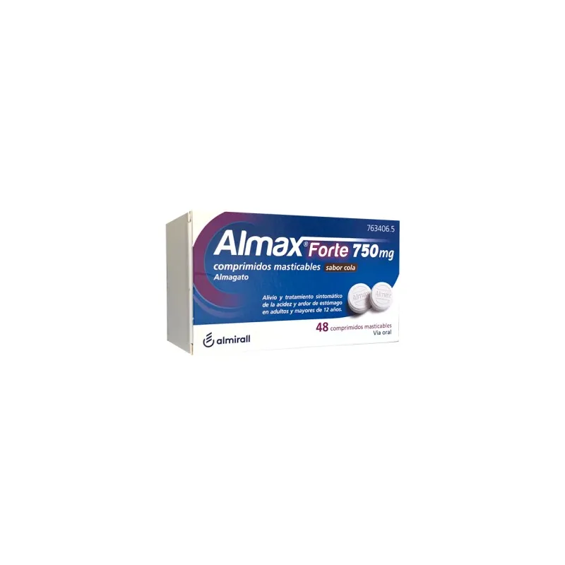 Almax Forte Sabor Cola 750 mg, 48 comprimidos masticables Almax Forte Sabor Cola 750 mg, 48 comprimidos masticables