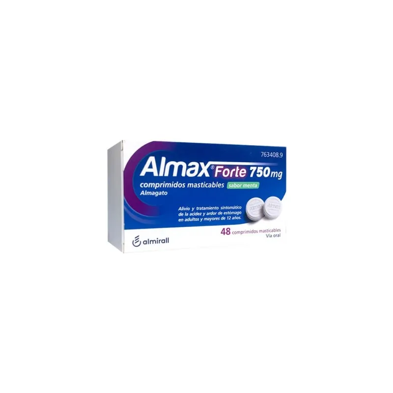 Almax Forte Sabor Menta 750 mg, 48 comprimidos masticables Almax Forte Sabor Menta 750 mg, 48 comprimidos masticables