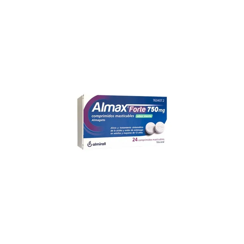 Almax Forte Sabor Menta, 750 mg 24 comprimidos masticables