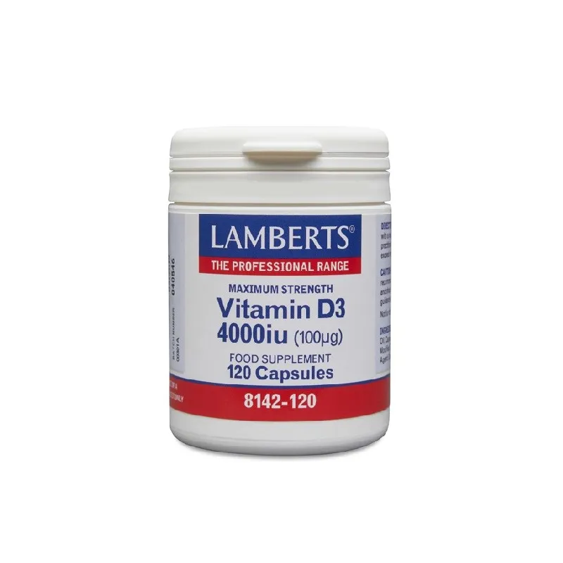 LAMBERTS Vitamina D3 4000UI (100 µg), 120 cápsulas. LAMBERTS Vitamina D3 4000UI (100 µg), 120 cápsulas.