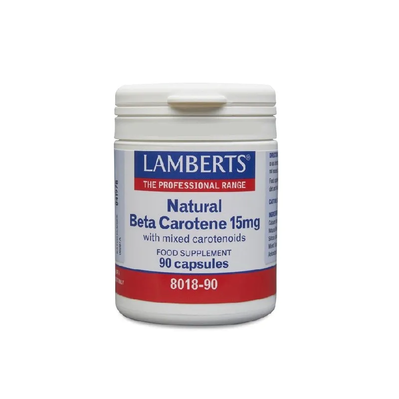 LAMBERTS Beta Caroteno Natural 15mg, 90 cápsulas.