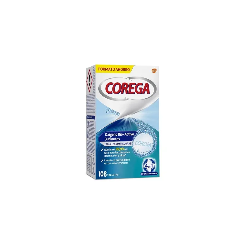 Corega Oxígeno Bio-Activo, 70+38 Tabletas limpiadoras Corega Oxígeno Bio-Activo, 70+38 Tabletas limpiadoras