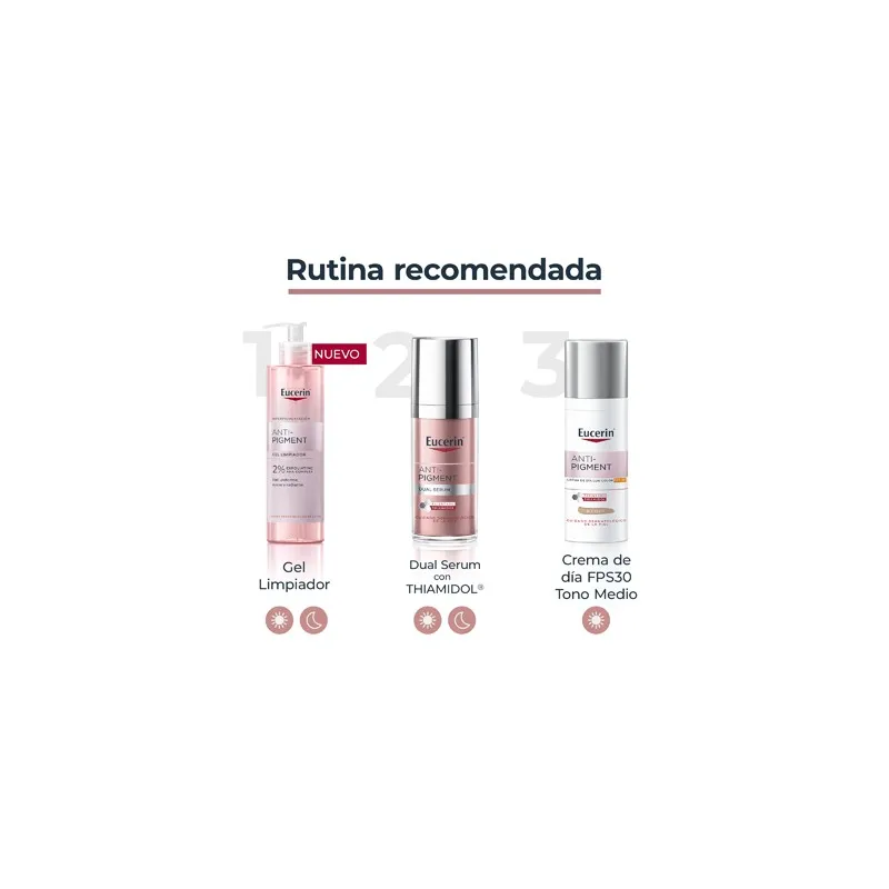 Eucerin Anti-pigment crema de día SPF30 tono medio, 50 ml.